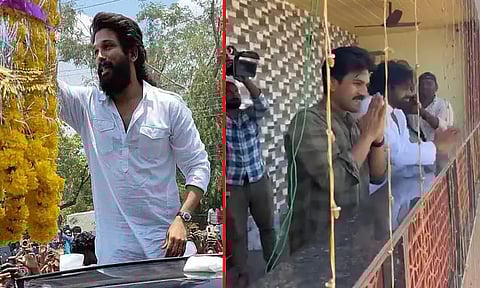 ஒருபுறம் அல்லு அர்ஜுன்.. மறுபுறம் ராம் சரண்... ஆந்திராவில் தீவிர வாக்குசேகரிப்பில் நடிகர்கள்