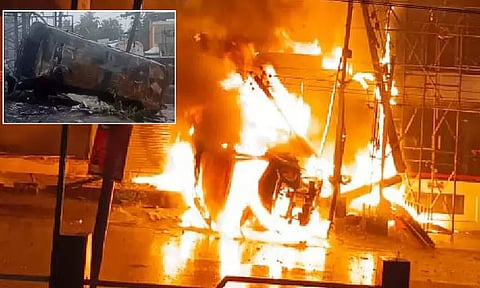 தீப்பற்றி எரிந்த ஆம்புலன்ஸ்