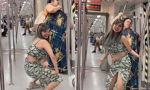 மெட்ரோ ரெயிலில் கவர்ச்சி நடனம் ஆடிய இளம்பெண்