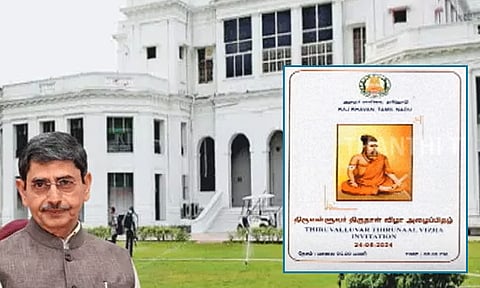 கவர்னர் மாளிகை அழைப்பிதழில் திருவள்ளுவருக்கு காவி உடை - மீண்டும் சர்ச்சை