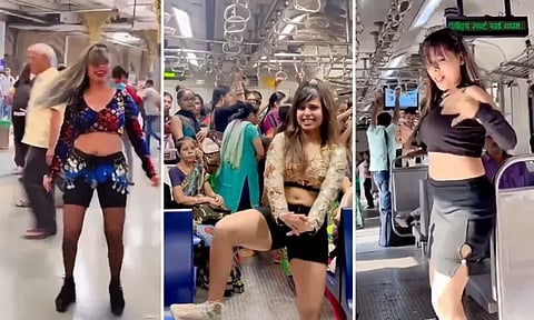 மின்சார ரெயிலில் பெண் ஆபாச நடனம்