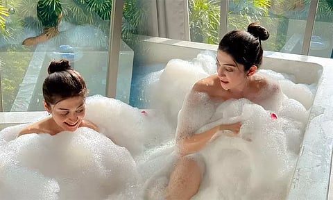 Actress Pranitha who posted a bathing video - went viral on social media
