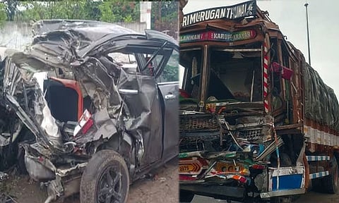 செங்கல்பட்டு அருகே கார் மீது லாரி மோதி விபத்து - 2 பேர் பலி