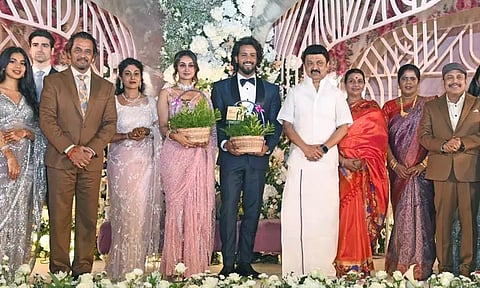 Chief Minister M.K.Stalin attended and congratulated aishwarya- umapathy's wedding reception