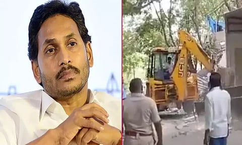 ஜெகன்மோகன் ரெட்டி வீட்டில் அனுமதியின்றி கட்டப்பட்ட பகுதியை இடித்த அதிகாரிகள்.. தொண்டர்கள் அதிர்ச்சி