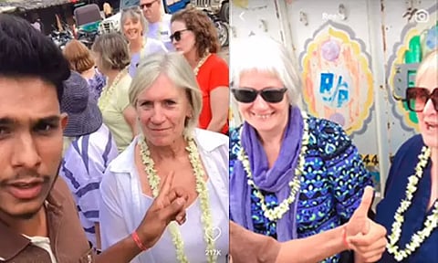 வெளிநாட்டு பெண் சுற்றுலாவாசிகளுக்கு 'விலை' நிர்ணயித்த வாலிபர்; வீடியோ வைரலாகி சர்ச்சை