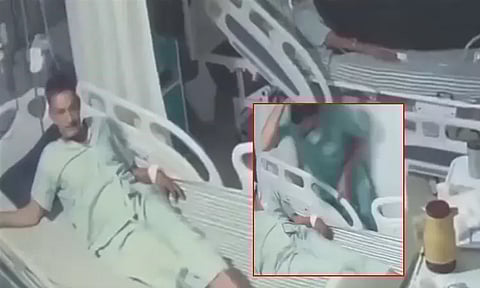 ஐ.சி.யூ.வில் நோயாளி வயிற்றிலேயே குத்திய நர்ஸ்; வைரலான வீடியோ