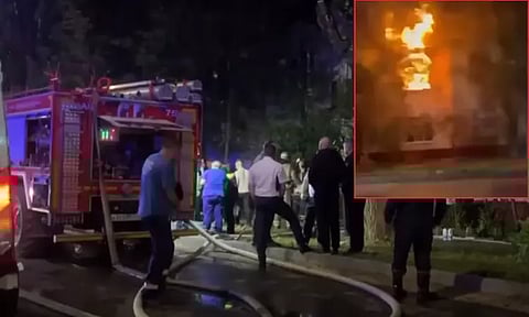 fire in dormitory in Russia