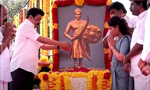 314-வது பிறந்தநாள்: அழகு முத்துக்கோன் சிலைக்கு முதல்-அமைச்சர் மு.க.ஸ்டாலின் மரியாதை