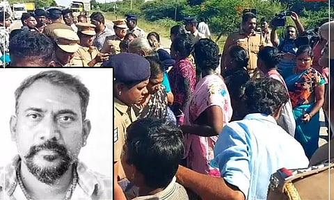 என்கவுண்டரில் சுட்டுக் கொல்லப்பட்ட துரையின் உறவினர்கள் போராட்டம் - போலீசார் பேச்சுவார்த்தை