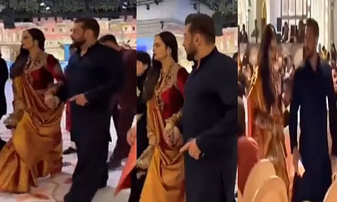 அம்பானி இல்ல திருமண விழா: நடிகை ரேகாவுடன் சல்மான்கான் கைகோர்த்து சென்ற வீடியோ வைரல்