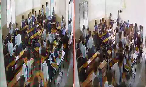 குஜராத்தில் பள்ளி வகுப்பறை சுவர் இடிந்து விபத்து: நொடியில் உயிர் தப்பிய மாணவர்கள்