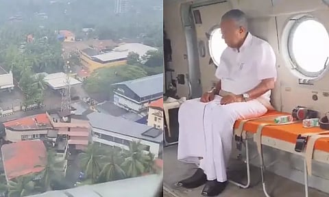 நிலச்சரிவால் பாதிக்கப்பட்ட பகுதிகளை ஹெலிகாப்டரில் சென்று பார்வையிட்டார் பினராயி விஜயன்