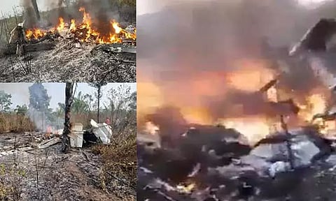 அமேசான் வனப்பகுதியில் விழுந்து வெடித்து சிதறிய விமானம் - 5 பேர் பலி