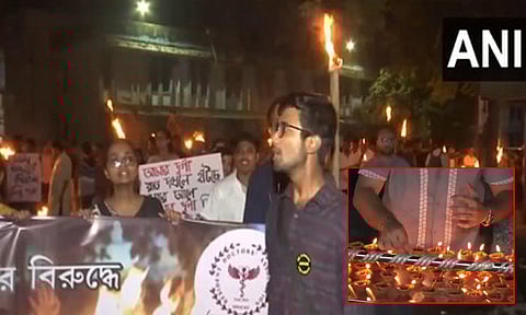 பெண் டாக்டர் பலாத்கார வழக்கு; வடக்கு வங்காள மருத்துவ கல்லூரி மாணவர்கள் போராட்டம்