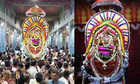 தசரா திருவிழா 8-ம் நாள்: கமல வாகனத்தில் கஜலட்சுமி கோலத்தில் முத்தாரம்மன் வீதி உலா