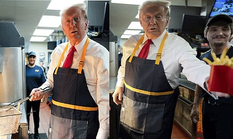 அமெரிக்க அதிபர் தேர்தல்: பிரெஞ்ச் பிரைஸ் தயாரித்து வாக்கு சேகரித்த டொனால்டு டிரம்ப்