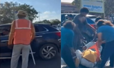 காவலாளி மீது தாக்குதல்: ஒரே குடும்பத்தைச் சேர்ந்த 3 பேர் கைது