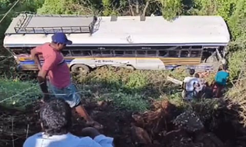 ஆந்திராவில் பள்ளத்தில் கவிழ்ந்த பஸ்: 20 பேர் காயம் - 2 பேர் கவலைக்கிடம்