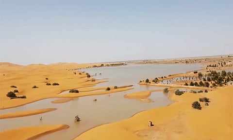 மொராக்கோவில் கனமழை; வெள்ளக்காடாக காட்சியளிக்கும் சஹாரா பாலைவனம்