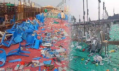 தவெக மாநாட்டினால் டன் கணக்கில் குப்பைகள்; உடைந்து கிடக்கும் நாற்காலிகள்...