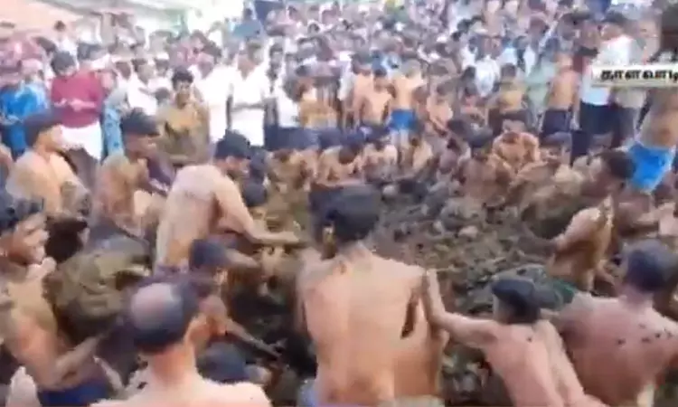 தாளவாடி அருகே விமர்சையாக நடந்த சாணியடி திருவிழா