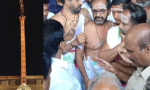 புதிய கொடிமரம் மாற்ற எதிர்ப்பு: அறநிலையத்துறை அதிகாரிகளுடன், தீட்சிதர்கள் வாக்குவாதம்