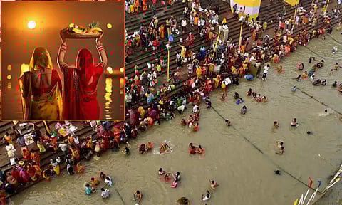 சாத் பூஜை 3-ம் நாள்.. இன்று அஸ்தமன சூரியனுக்கு பிரசாதம் படைக்க தயாராகும் பக்தர்கள்