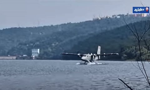 ஆந்திரா: கிருஷ்ணா நதியில் நடந்த கடல் விமான சோதனை ஓட்டம் வெற்றி