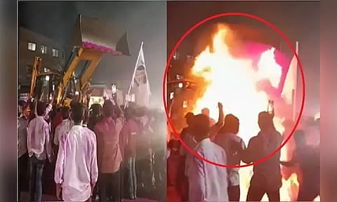 தேர்தல் வெற்றியை கொண்டாட ஆரத்தி எடுத்தபோது தீ விபத்து: எம்.எல்.ஏ. படுகாயம்