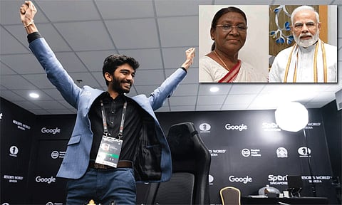 உலக சாம்பியன் பட்டம் வென்ற செஸ் வீரர் குகேசுக்கு ஜனாதிபதி, பிரதமர் வாழ்த்து