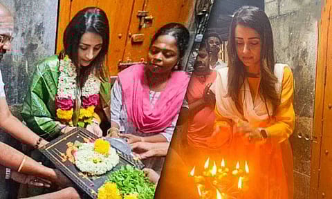 மருதமலை முருகன் கோவிலில் நடிகை திரிஷா சாமி தரிசனம்