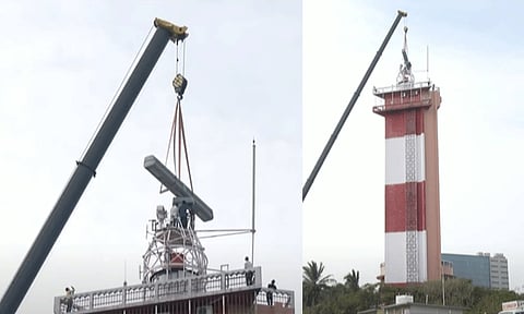 சென்னை கலங்கரை விளக்கத்தில் பராமரிப்பு பணி - ரேடார் ஆண்டனா மாற்றம்