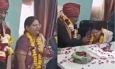 அரசு ஊழியரின் வழியனுப்பு விழா நிகழ்ச்சியில் கண் முன்னே மரணித்த மனைவி... அதிர்ச்சி வீடியோ