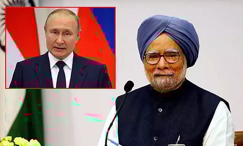 இந்திய பொருளாதார வளர்ச்சிக்கு முக்கிய பங்காற்றிய தலைசிறந்த தலைவர்; மன்மோகன் சிங்கிற்கு புதின் புகழாரம்