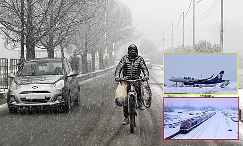 காஷ்மீரில் கடும் பனிப்பொழிவு: விமானம், ரெயில் சேவை பாதிப்பு