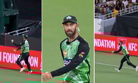 பிக் பாஷ் லீக்: சிக்சருக்கு பறந்த பந்து... தாவி கேட்ச் பிடித்த மேக்ஸ்வெல்.. வீடியோ வைரல்