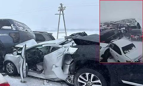 நிலைகுலையச் செய்த பனிப்புயல்.. நெடுஞ்சாலையில் அடுத்தடுத்து மோதிய 100 வாகனங்கள்