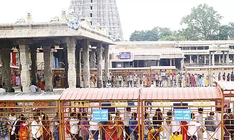 திருவண்ணாமலை அருணாசலேஸ்வரர் கோவிலில் அலைமோதிய பக்தர்கள் கூட்டம்