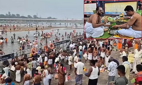 முன்னோர்களுக்கு திதி கொடுக்க நீர்நிலைகளில் குவிந்த மக்கள்