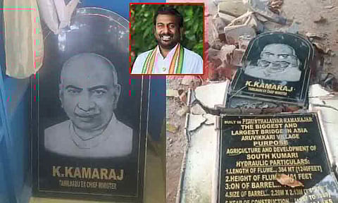 கன்னியாகுமரி காமராஜர் உருவப்படம் பொருத்திய கல்வெட்டு சேதம்- விஜய் வசந்த் கண்டனம்