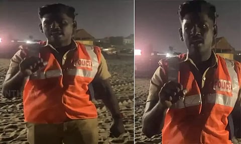 மெரினா கடற்கரையில் இருந்த ஜோடியிடம் 'கணவன்-மனைவியா?' என கேட்ட காவலர் பணியிட மாற்றம்