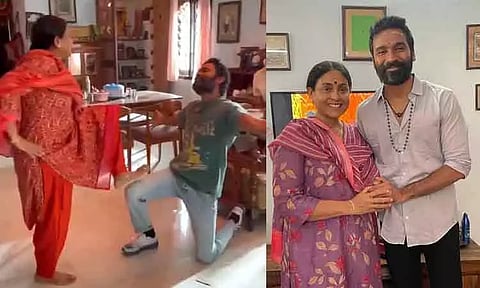 நடிகை சரண்யாவுக்கு நடனம் சொல்லி தரும் தனுஷ்.. வைரலாகும் வீடியோ