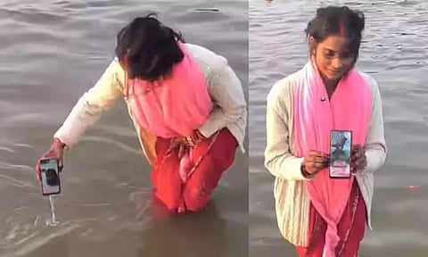 விதவிதமாக நடக்கும் கும்பமேளா புனித நீராடல்: வீடியோ காலில் கணவரை தண்ணீரில் மூழ்கி எடுத்த மனைவி
