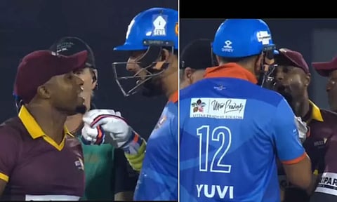 சர்வதேச மாஸ்டர்ஸ் லீக்: களத்தில் மோதிக்கொண்ட யுவராஜ் - டினோ பெஸ்ட்.. என்ன நடந்தது..?