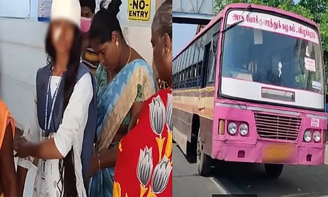 பேருந்தில் இருந்து விழுந்த மாணவி - டிரைவர், கண்டக்டர் பணி நீக்கம்