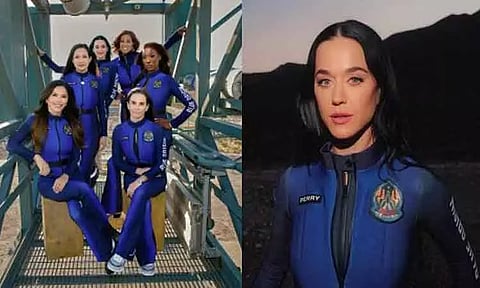 11 நிமிட விண்வெளி பயணம்; பூமியை தொட்டதும் கேத்தி பெர்ரி செய்த சம்பவம்