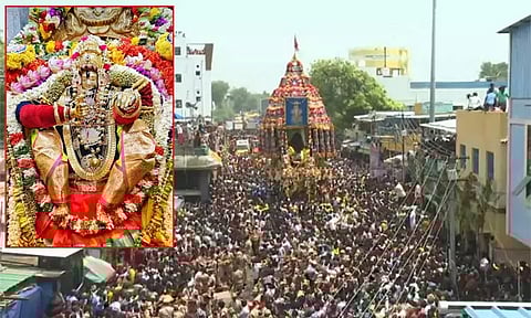 சமயபுரம் மாரியம்மன் கோவில் சித்திரை தேரோட்டம்... லட்சக்கணக்கான பக்தர்கள் தரிசனம்