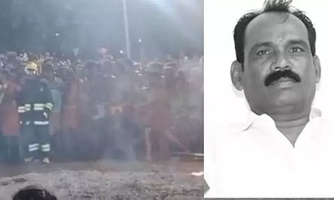 கோவில் திருவிழாவில் பூக்குழியில் தவறி விழுந்து காயம் அடைந்த பக்தர் உயிரிழப்பு