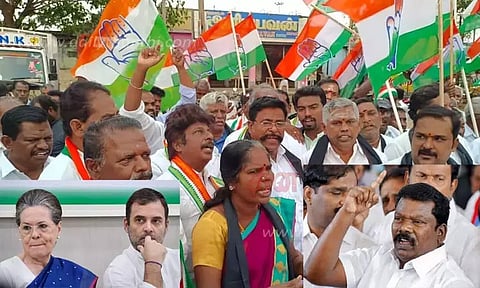 சோனியா காந்தி, ராகுல் காந்தி மீது குற்றப்பத்திரிகை; தமிழக காங்கிரஸ் இன்று கண்டன ஆர்ப்பாட்டம்